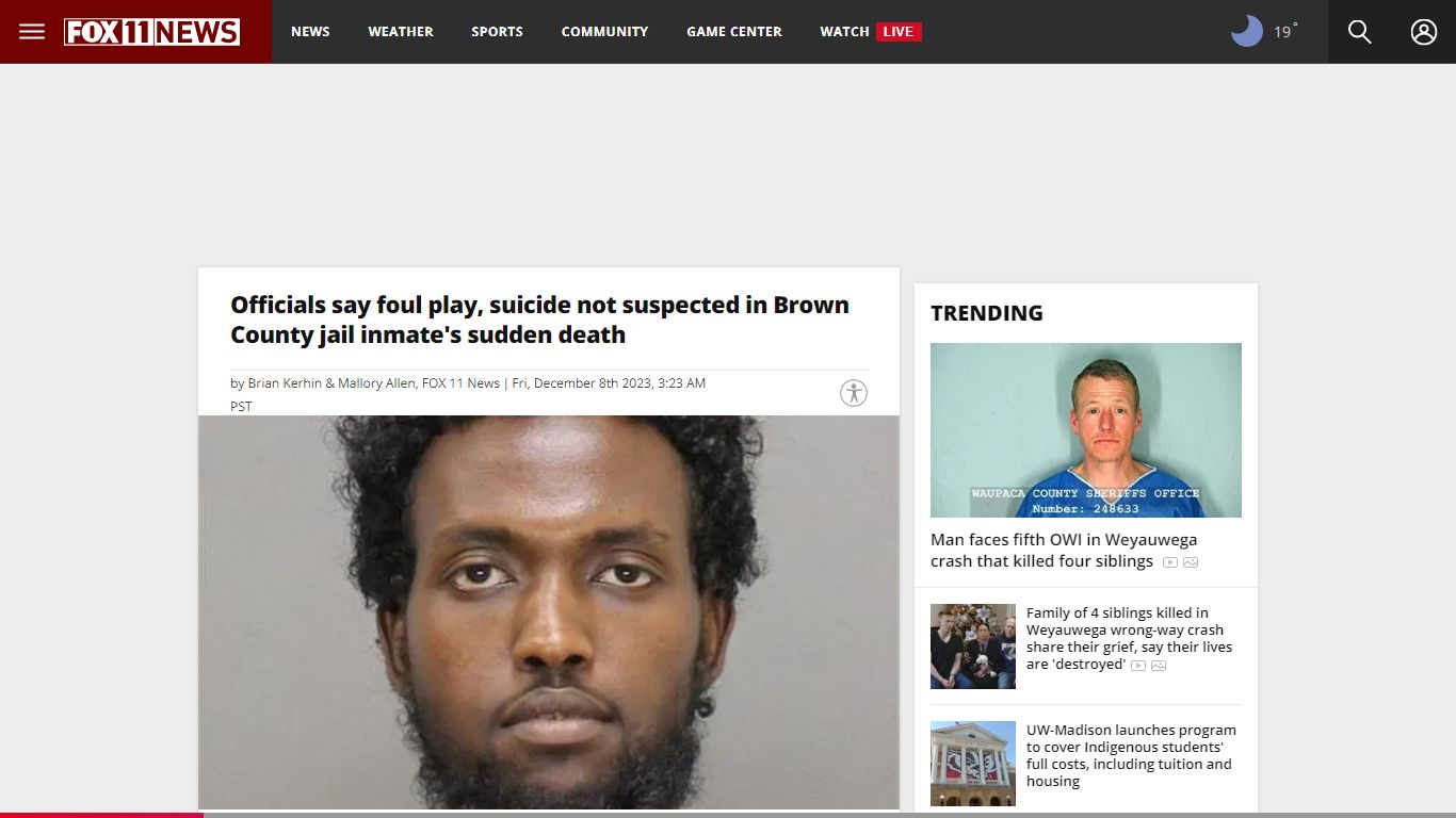 Probe begins on Brown County jail inmate's sudden death