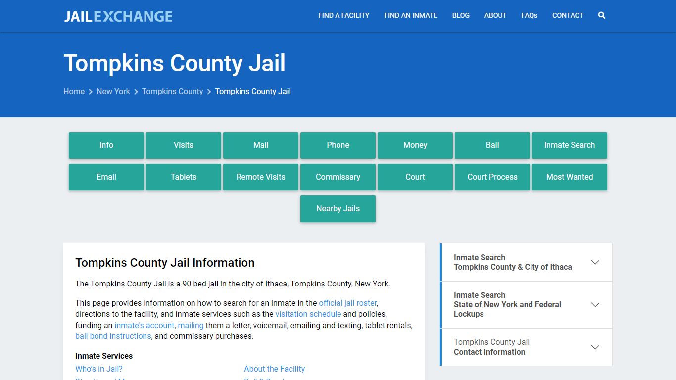 Tompkins County Jail, NY Inmate Search, Information